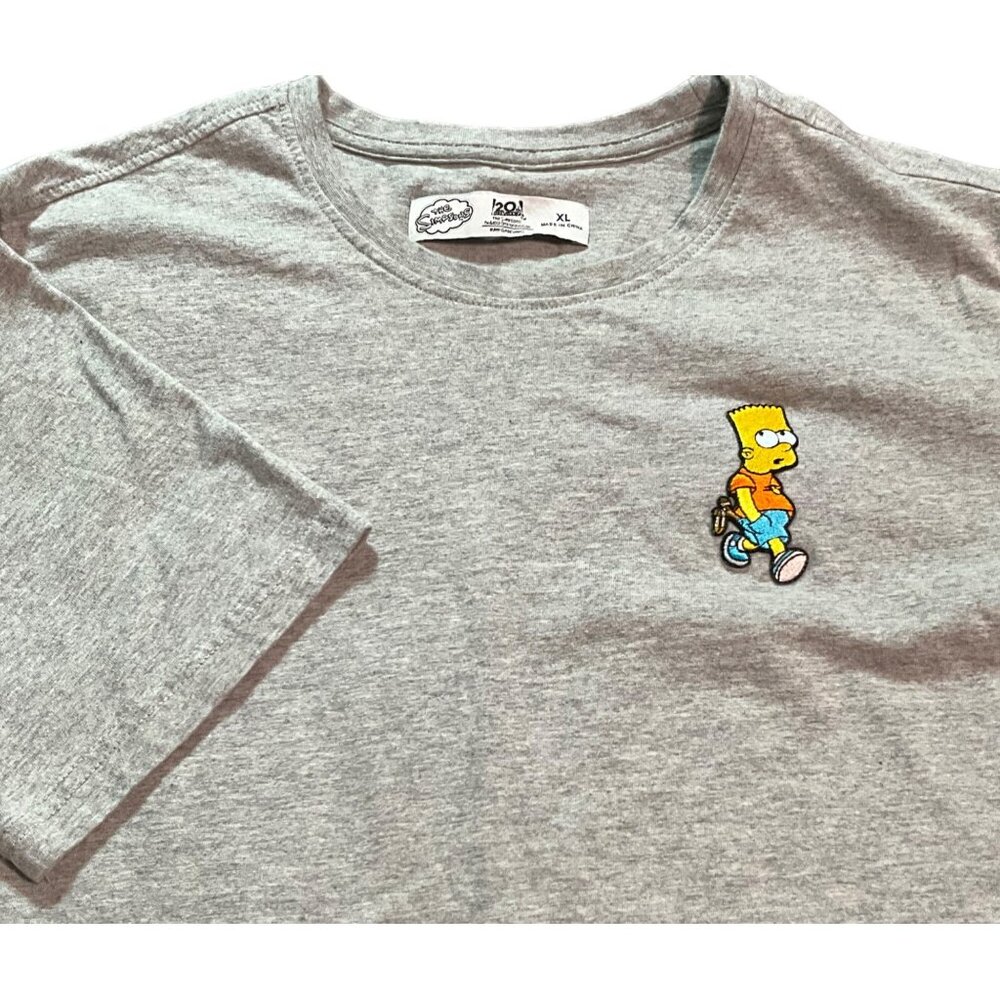 The Simpsons Bart‎ Simpson Gray T-Shirt XL Patch 20th Television